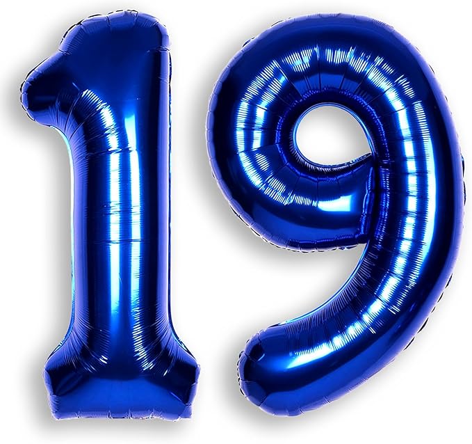 40Inch Navy Blue Number 19 Balloon Large Helium Royal Blue Number Balloons 0-9 Giant Digital 19th Foil Mylar Big Party Balloon for Boy Birthday Party Anniversary Graduation Decorations