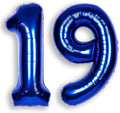 40Inch Navy Blue Number 19 Balloon Large Helium Royal Blue Number Balloons 0-9 Giant Digital 19th Foil Mylar Big Party Balloon for Boy Birthday Party Anniversary Graduation Decorations