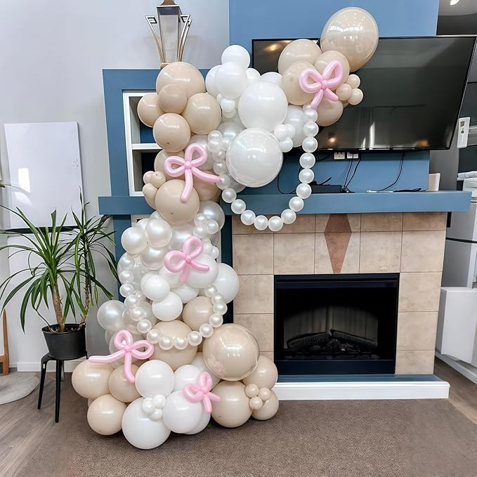 Pearl White Linking Balloons, 100PCS 6 Inch Pearl Color Quick Link Balloons for Making Balloon Wall Heart Arch, Tails Balloon for Wedding Birthday Baby Shower Engagement Graduation Party Decorations