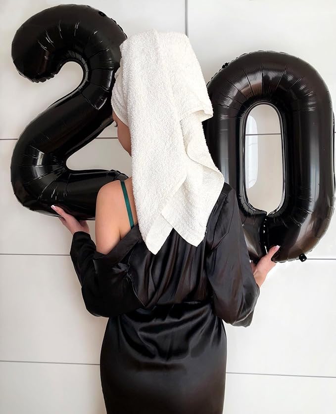 Black Number Balloon 40 Inch, 0 Number Balloons, 10 20 30 40 50 60 70 80 Numbers Balloon Birthday Decorations, Black Party Supplies for Women Men