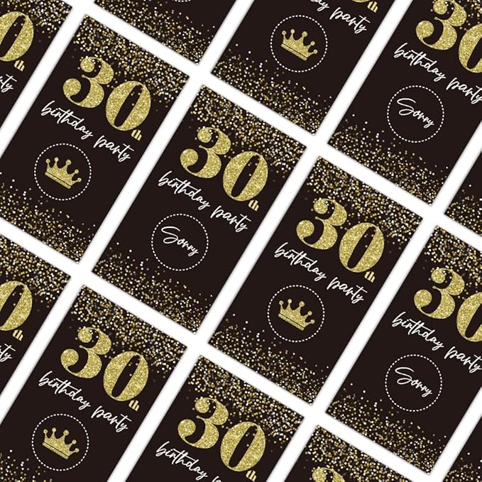 REWIDPARTY Black Gold 30th Birthday Party Scratch Off Game Cards (32 PCS) Cheers to 30 Years Prize Raffle Tickets Happy 30th Birthday Party Scratch Cards Supplies Activity for Family Friends Adults