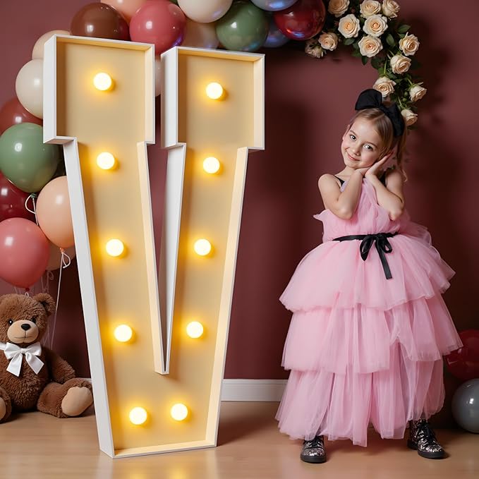 imprsv 4FT Marquee Letters Large Light Up Letters for Birthday Party Decor Wedding Decorations, Marquee V for Party Decoration Large Signs Arch Kit Decorations