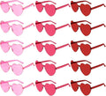 PLULON Heart Sunglasses for Women 5/12/25 Pcs, Heart Glasses Valentine Day Rimless Shaped Candy Color Fun Glasses Party Favor