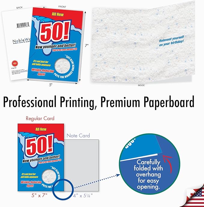 NobleWorks - Funny 50th Milestone Birthday Greeting Card with 5 x 7 Inch Envelope (1 Card) Bday Body Detergent 50 5186