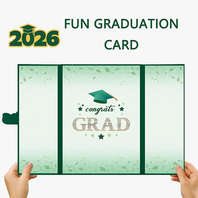 Vlipoeasn 2026 Graduation Guest Book Alternative, Green Gold Class of 2026 Graduation Party Decorations, Graduation Signature Book for 2026 College High School, Unique Graduation Gifts for Friends