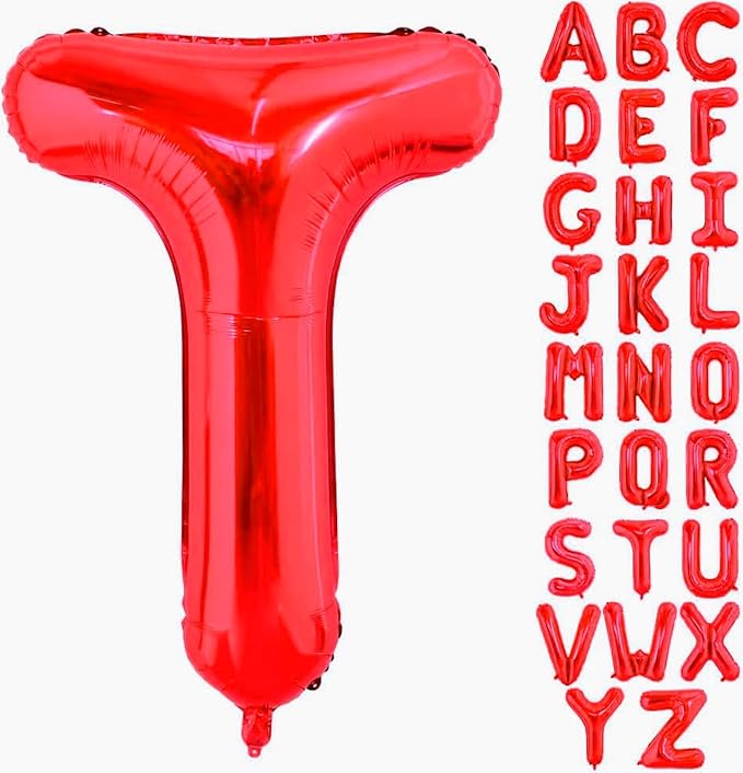 40 Inch Large Red Letter T Balloons Alphabet T Letter Balloons Foil Mylar Big Letter Balloons for Birthday Party Anniversary New Year Graduation Wedding Decorations