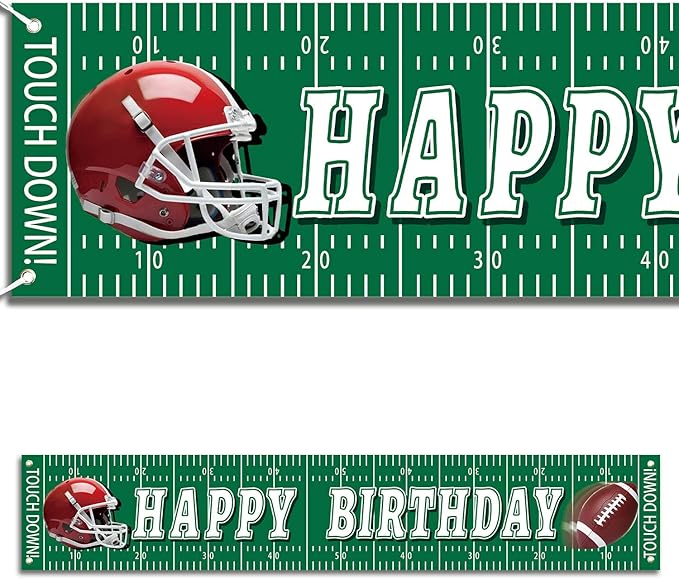 Football Happy Birthday Banner Decorations Birthday Signs Giant Birthday Party Supplies Fence Yard Signs Outdoor Decorations Photo Backdrop 6 Feet