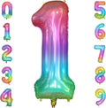 40 Inch Rainbow Number Balloon 1, Large Number Foil Balloons Mylar for Girl Boy Birthday Party Celebration Decorations Supplies, Digital Balloons for Wedding Anniversary Events Decorations