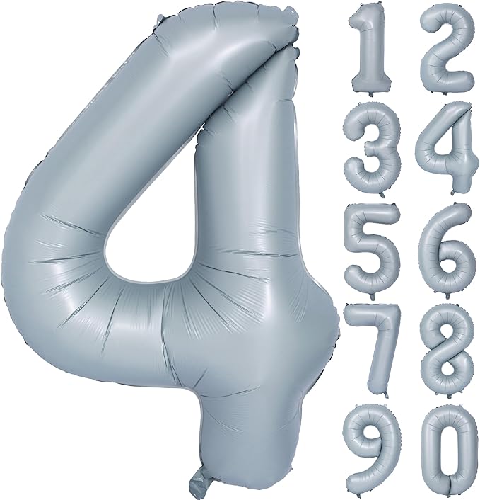 40 In Matte gray Number Balloons Helium Foil Mylar Balloon Birthday Party banquet Decoration 4