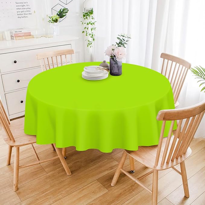 Mulbozy 2 Pcs Lime Green Round Tablecloth, 84 inches Disposable Plastic Lime Green Circle Table Covers for Baby Shower Wedding Bridal Shower Birthday Party Decorations