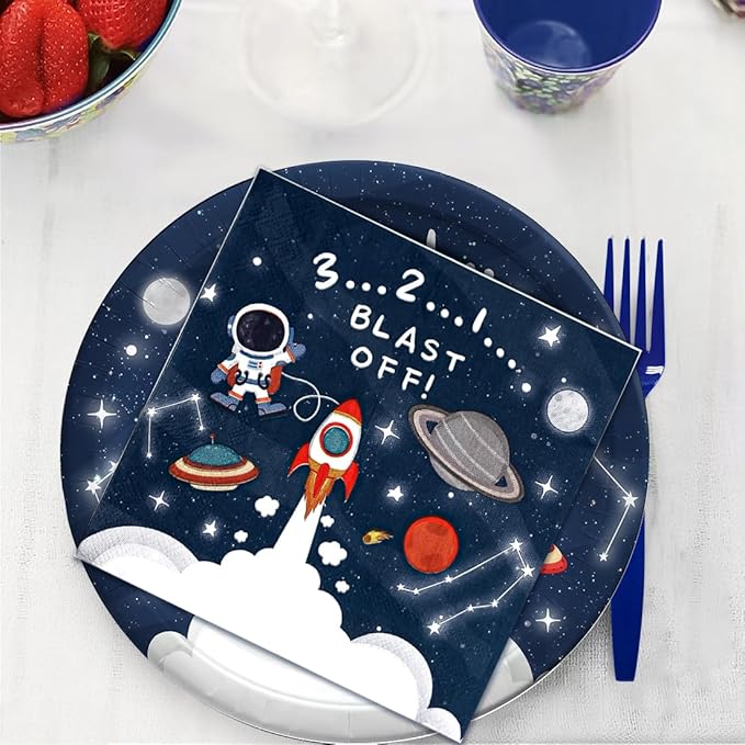 Space Birthday Decorations Tableware Boys - Outer Space Theme Party Supplies, Paper Plates, Napkin, Cup, Cutlery, Galaxy Space Astronauts Theme Party Decorations For Baby Shower | Server 24