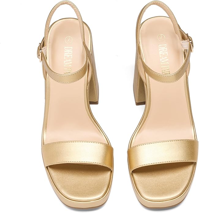 DREAM PAIRS Heels for Women Block Chunky Platform High Heels Open Toe Fashion Wedding Party Evening Prom Dance Ankle Strap Dress Pump Sandals Shoes