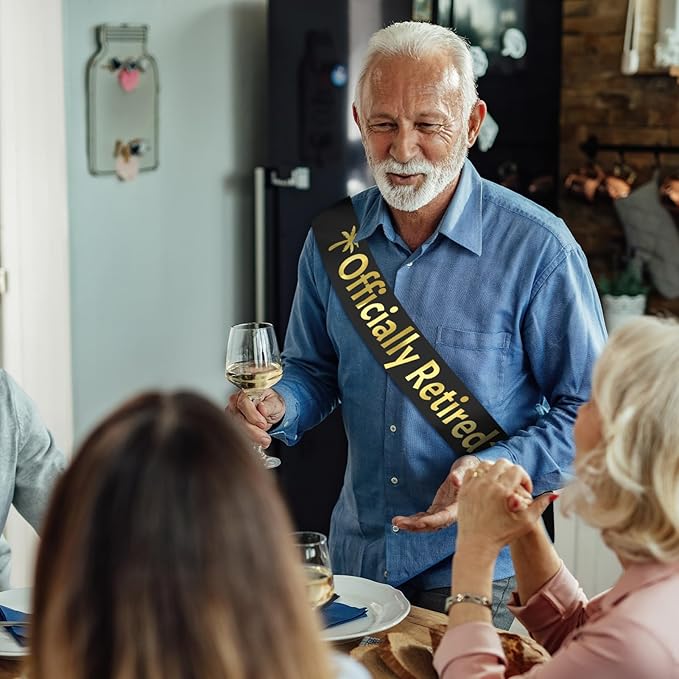 Officially Retired Sash Gold Foil, Black Retirement Party Sash for Men or Women, The Legend Has Retired Sash, Great for Retirement Party Supplies, Gifts & Decorations (Black, Gold)