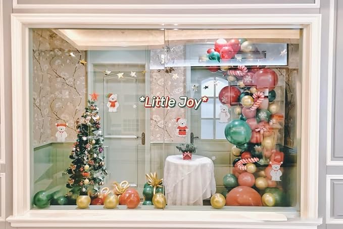Leesoot Christmas Balloons Arch Decorations 144pcs Red Green Gold Balloons for Party Gift Star Candy Cane Balloons Indoor Outdoor Decor Christmas Balloon Garland Arch Kit
