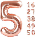 Rose Gold Number 5 Baiioons 40 Inch Number Balloons Giant Jumbo 15 25 50 Foil Mylar Helium Number Digital Balloons Champagne Gold 50 Birthday Party 2025 Anniversary Events Party Decorations