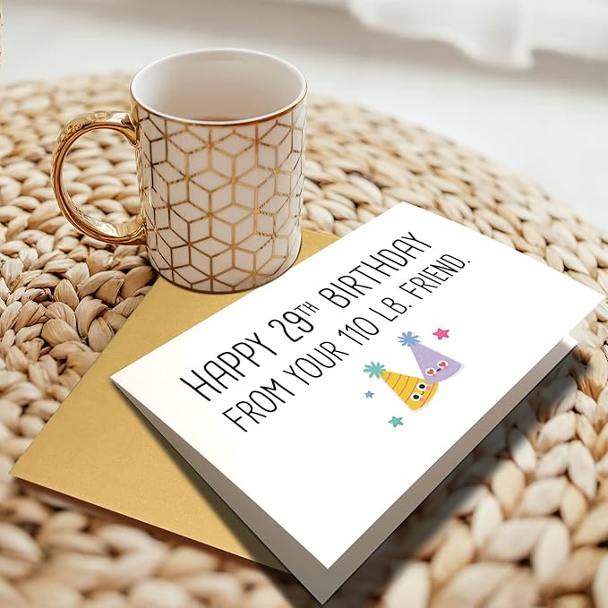 Chenive Funny Friends Birthday Card Gift for Him Her, Humorous Birthday Card Gift for Best Friend, Happy 29th Birthday From Your 110 lb. Friend