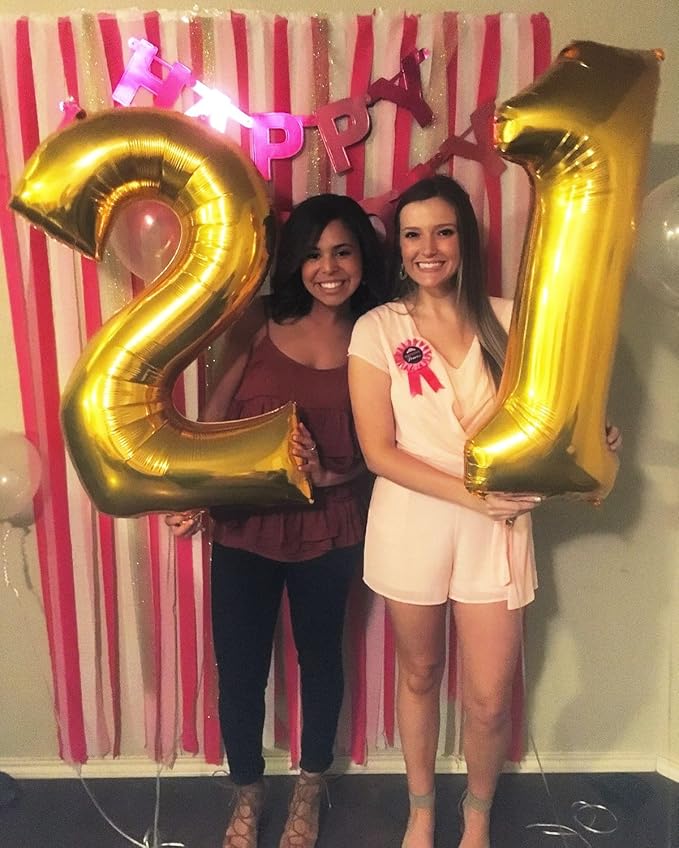 Gold Balloon 27 Number, Large Happy 27 Birthday Decoration for Men & Women 2 7 27 72, Foil Number Balloons for Wedding Graduation Celebration Anniversary Supplies