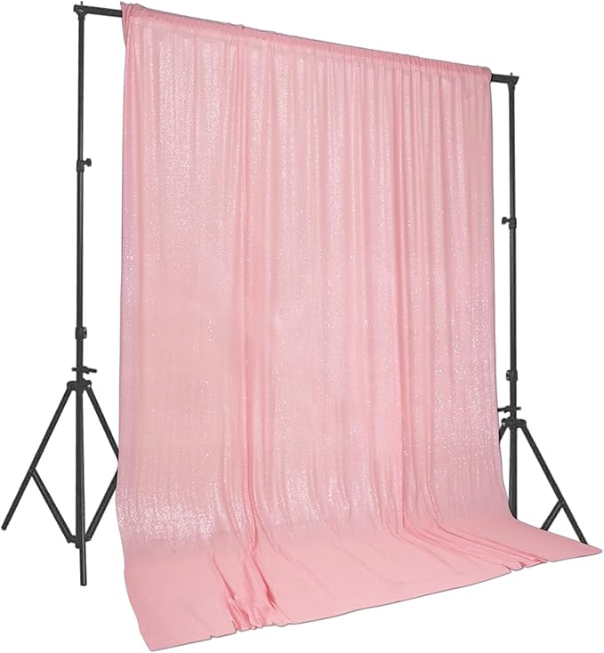 PartyDelight Pink Sequin Backdrop 10x10ft - High Density 3mm Shimmer Sequin Background with 4-Inch Rod Pocket, Sparkly Photography Curtain for Stage, Gala & Large Event Decor