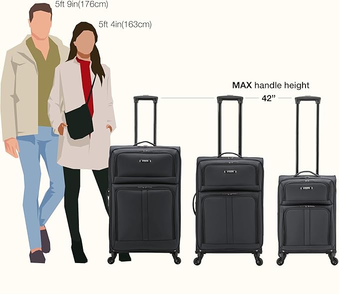 U.S. Traveler Anzio Softside Expandable Luggage with Spinner Wheels, Dark Grey, 3-Piece Set (22/26/30)