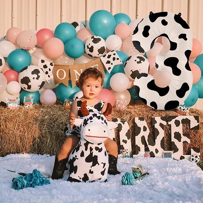 40 Inch Cow Print Balloon, Number 3 balloons Cow Balloons for 3st birthday decoration, Large Cow Number Balloons for western party decorations Baby Shower Animal Theme Party Holiday Decor