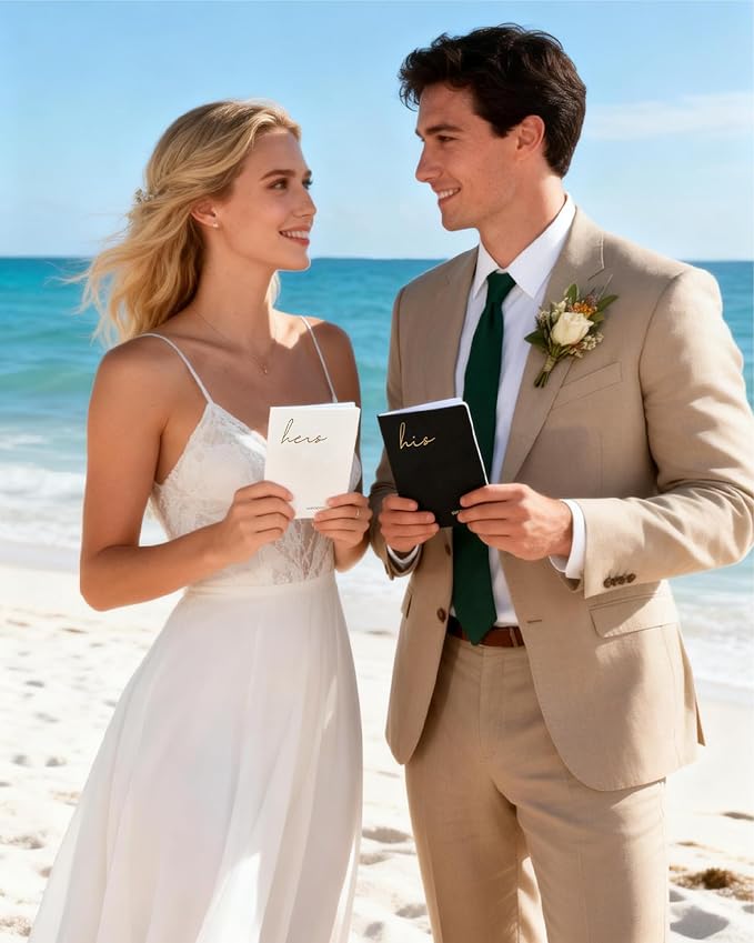 Vow Books His and Hers, Wedding Vow Books with Soft Touch Gold Foil Engraving, Wedding Essentials, Wedding Accessories