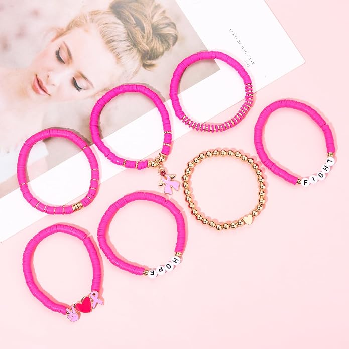 Surfer Heishi Bracelets for Women Stackable Rainbow Vinyl Disc Clay Beaded Stretch Bracelets Elastic Layering Friendship Bracelets Boho Summer Beach Jewelry
