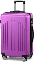 Karl home 24in Checked Luggage with TSA Lock, ABS Hardshell Check-in Suitcase with Spinner Wheels, Durable Medium Suitcase Rolling Luggage for Business Travel, Purple