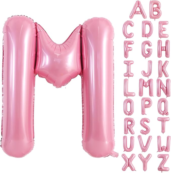 TONIFUL 40 Inch Large Pink Letter M Balloons Giant Foil Mylar Alphabet Balloon for Birthday Party Anniversary Baby Shower Wedding Supplies Decorations