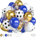 Soccer Balloons,12 Inch Navy Blue Gold and White Soccer Balloons with Blue Gold Confetti Balloon for Boy Soccer Sport Birthday Baby Shower Party Decorations