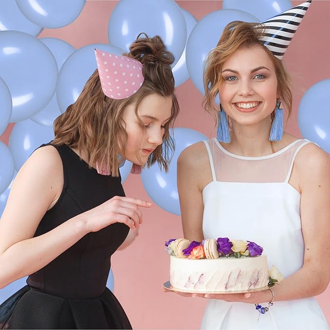 Link Balloons 12 Inch - 100 Pcs Quick Link Balloon Latex Linking Balloons Connected Linkable Balloon Birthday Wedding Party Decorations(Macaron Blue)