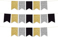 Andaz Press Hanging Pennant Banner with String, Faux Gold Glitter, Faux Silver Glitter, Black, 1-Set, 24 Pennants, Approx. 12-Feet Long, New Years Eve Theme Colored Supplies