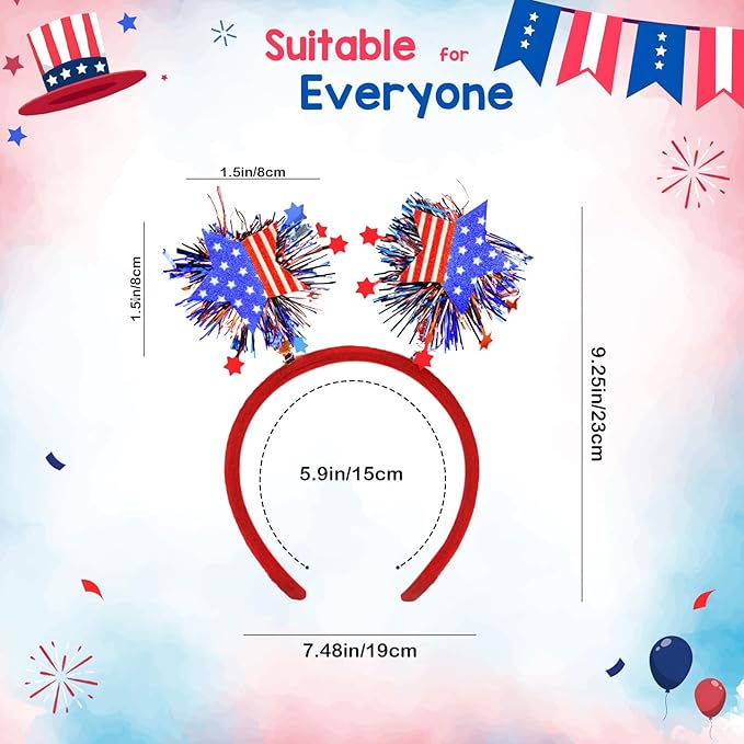 Independence Day Gifts for Women USA Flag Star Red White Blue Ribbon Headband 4th of July Hair Decor Party Accessories