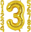 Gold Number 3 Balloon 40 Inch, Big Large Foil Helium Number Balloons, Giant Mylar Number 3 Balloons for 3 Year Old Birthday Party Decorations Supplies Anniversary