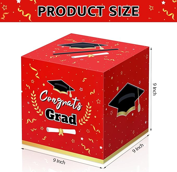 Graduation Decorations 2026 Red Graduation Card Box Graduation Party Decorations,Graduation Box,Congrats Grad Gifts Box for 2026 Graduation Party Supplies Favors