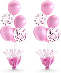 2 Set Pink Table Balloons Foil Spray Centerpiece with Pink and Confetti Balloons Stand Kit for Birthday Party Girls Princess Baby Shower Wedding Bridal Shower Prom Graduation Table Decorations