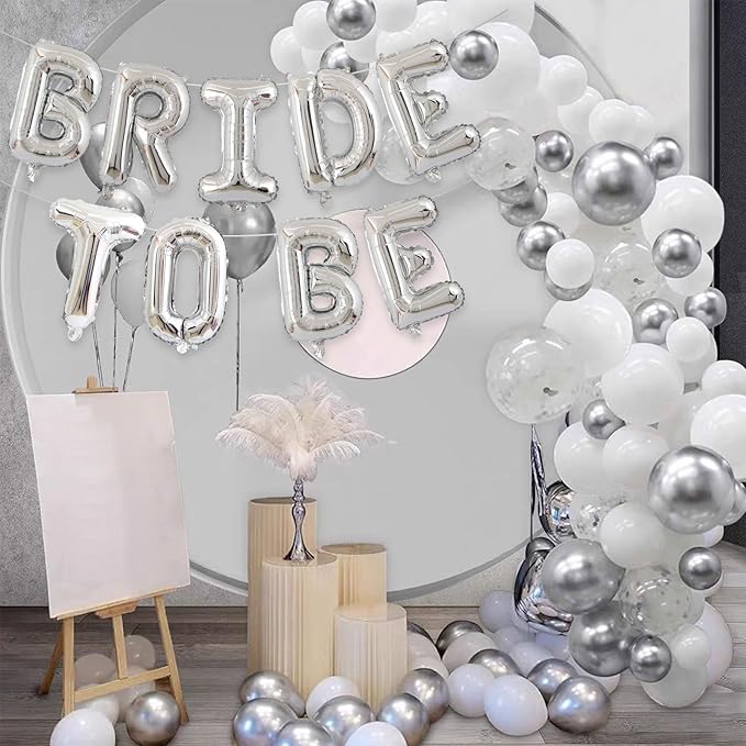 2 Set 18pcs Silver Bride To Be Letter Balloons 16in Balloon Wedding Decorations Party Decor Silver Letter Balloons Bride to Be Party Supplies