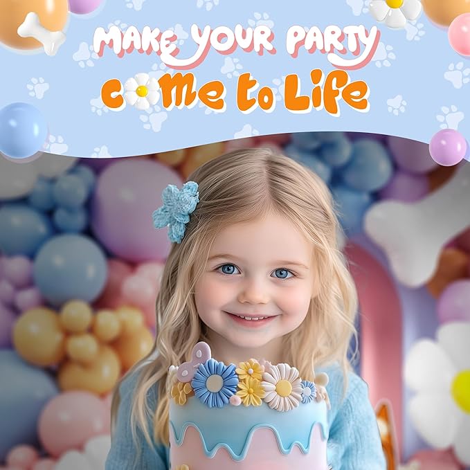 ALL-IN-1 Blue Balloon Arch Kit with BONUS Bone & Daisy Balloons for Birthday Decoration Girl - Pastel Balloons Garland for Blue Party Decorations & Party Supplies - Puppy Party Decorations