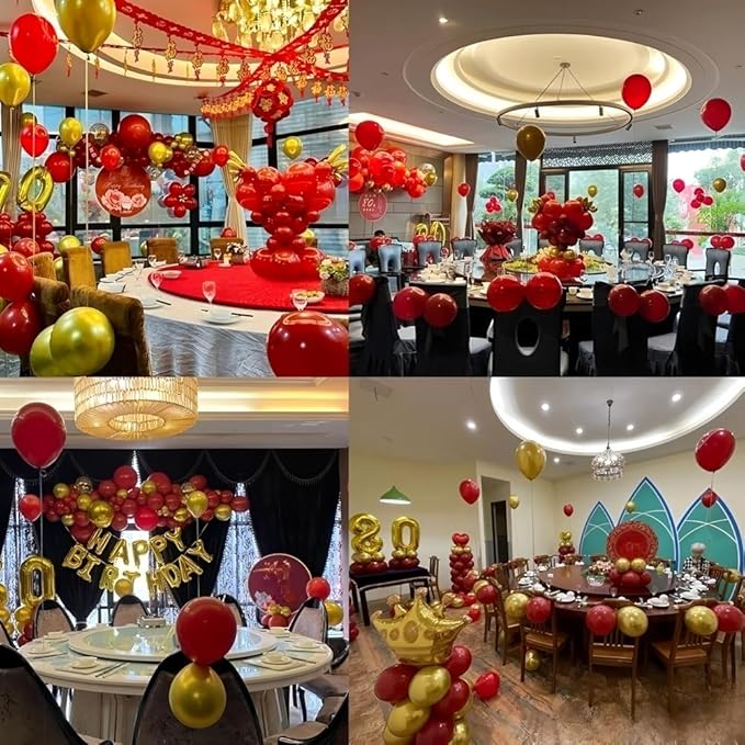 200 Pcs Red and Gold Balloons 5 Inch Metallic Latex Bulk Small Balloon Arch Garland Kit for Birthday Wedding Bridal Baby Shower Supplies Graduation Party Decorations
