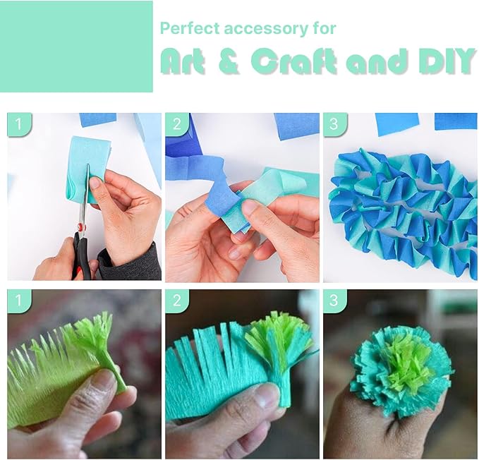 PartyWoo Mint Green Crepe Paper Streamers, 4 Rolls of 328ft for Party, Wedding, Birthday, Baby Shower Decorations by PartyWoo