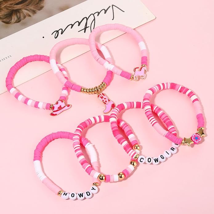 Surfer Heishi Bracelets for Women Stackable Rainbow Vinyl Disc Clay Beaded Stretch Bracelets Elastic Layering Friendship Bracelets Boho Summer Beach Jewelry