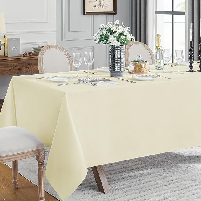 VidaFete Tablecloth 6 Pack 90 * 156inch Rectangle Table Cloth Polyester, Stain Wrinkle Resistant Polyester Dining Table Cover for Kitchen Dinning Party Wedding Rectangular Buffet Decoration(Ivory)
