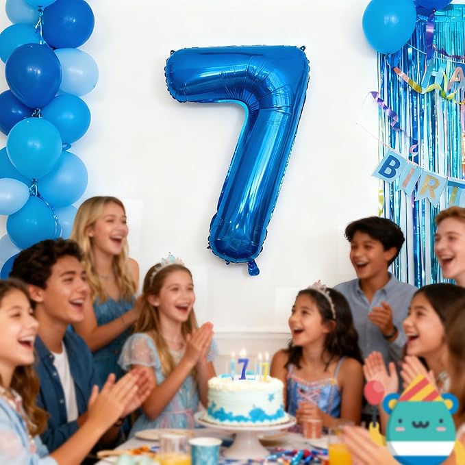Smlpuame 40 Inch Navy Blue 7 Balloon for 7th Birthday Party, Blue Seven Number Balloon 17 27 67 Birthday Decorations for Boys Girls Men Women, Helium Giant Foil Number 7 Balloon
