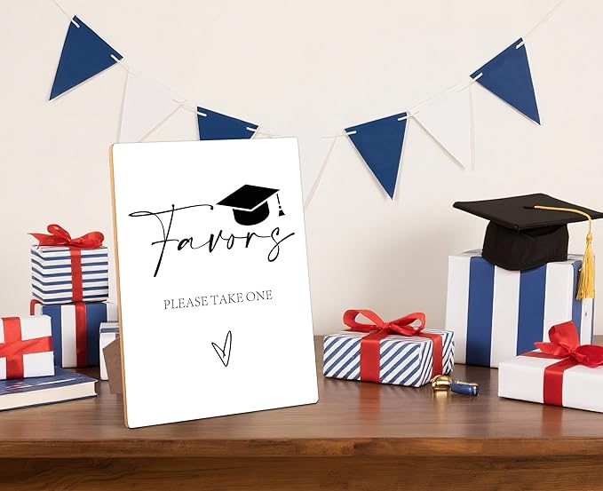 Graduation Favors Bar Sign - Congrats Grad Party Decorations Favors Supplies, Graduation Centerpieces for Tables 2026, 8×11 Wooden Sign with Stand