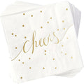 White and Gold Cocktail Napkins - Pack of 50 Disposable Bar Napkins - Wedding Baby Shower Birthday Graduation Dessert - 3 Ply - By Simple-Glee