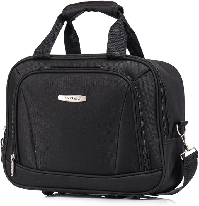 Rockland Melbourne Hardside 2 Piece Expandable Spinner Wheel Luggage Set, Carry-On 20" and Tote 14", Black