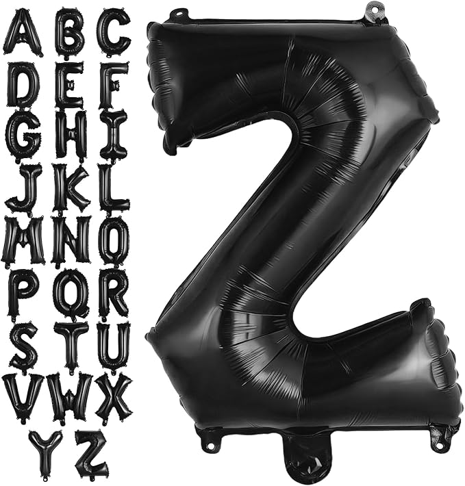 Black Letter Z Balloons, 40 Inch Large Foil Letter Balloons, Custom Phrase Balloon for Birthday Party Wedding Anniversary Decoration (Black Z)