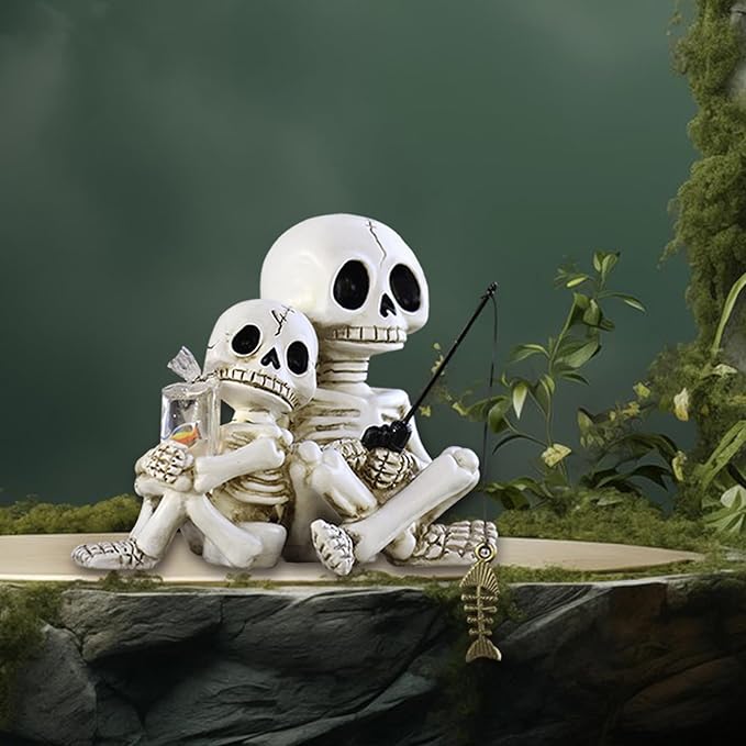 Halloween Skeleton Garden Statue Outdoor Halloween Decor, 2 Pack Gothic Decor Skeleton Plant Decorations for Pots, Cute Ghost Figurine Resin Sculpture for Desk Garden Patio Lawn Yard (D)