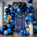 Blue Black Balloon Garland Double Stuffed Dark Royal Navy Blue Balloons Fringe Curtains, Foil Balloons, Birthday Banner Decorations for Men Birthday Baby Shower Father's Day Graduation Party Supplies