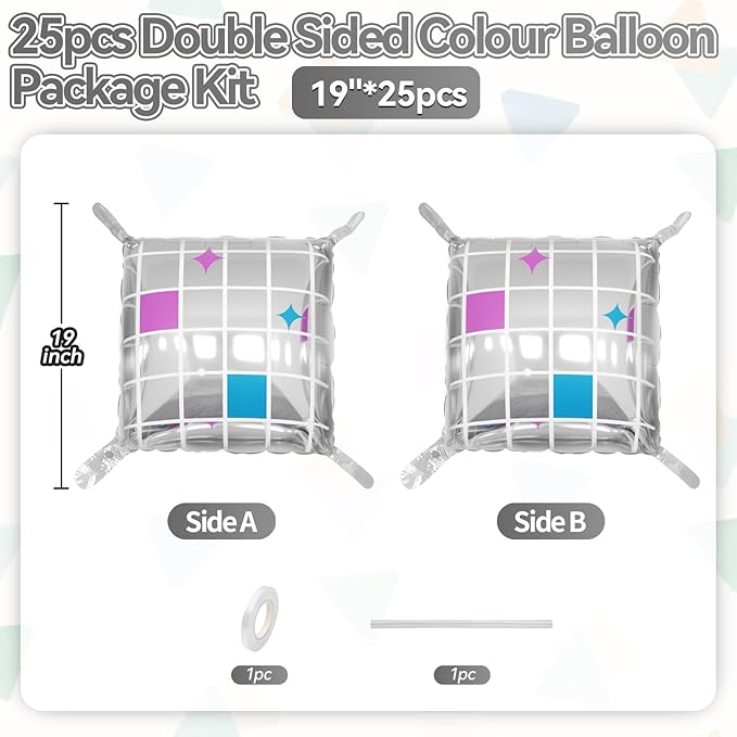 Disco Double Sided Square Foil Balloons Wall,19 Inches Pink Metallic Foil Balloons Tunnel Arch Kit for Girls Bachelorette,Wedding,Anniversary,Birthday Party Background Decoration