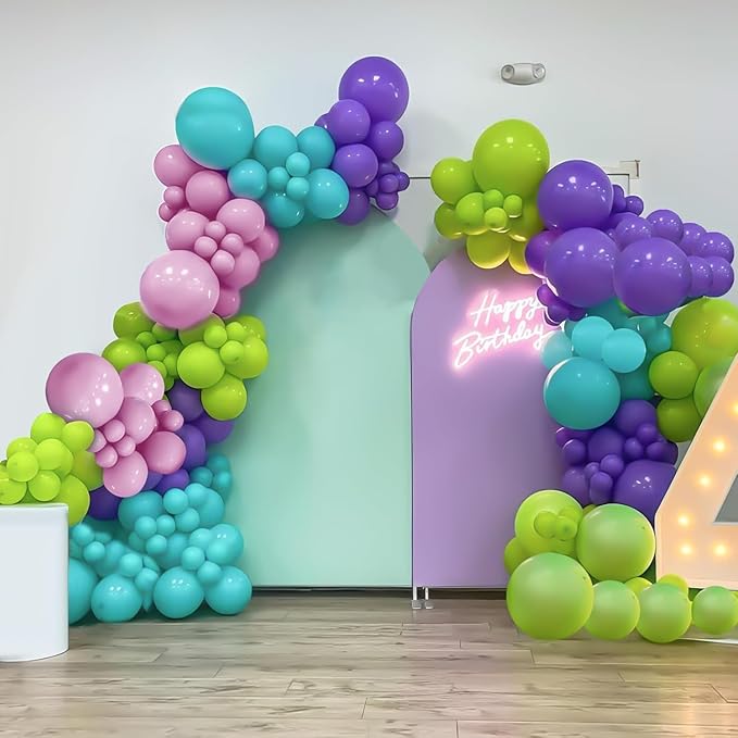 GRESATEK Monster Balloons Arch Garland Kit, Monster Cartoon Inc Balloons Party Decorations, Purple Green Blue Pink Teal Blue Balloons Arch for Monster Theme Birthday Baby Shower Party Decor